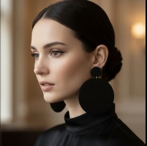 Large, minimalist, ultra-lightweight, retro-style wooden drop earrings. 8cm